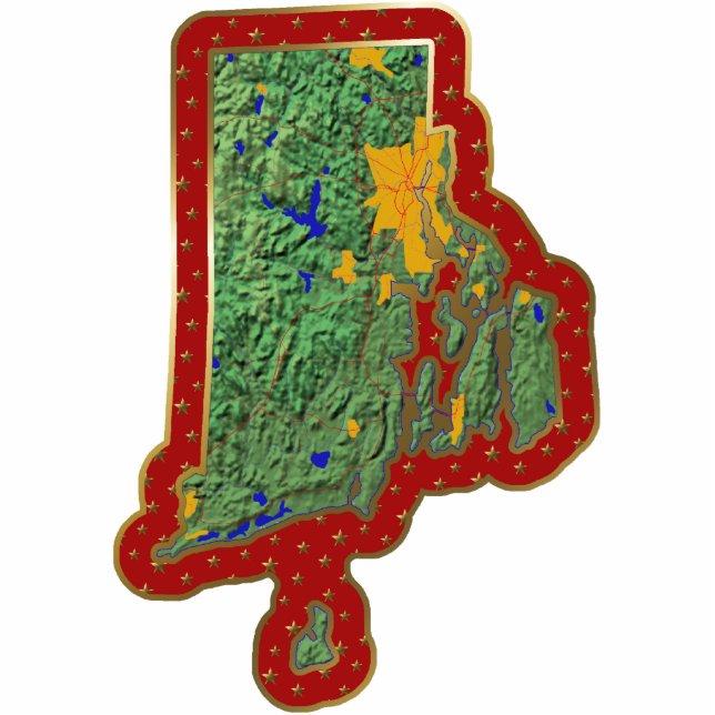 Rhode Island Map Christmas Ornament Cut Out (Front)