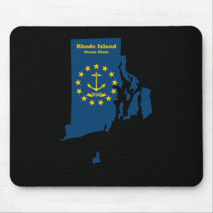 Rhode Island Map Flag Sticker Mouse Mat