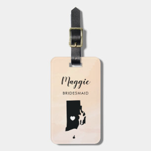 Rhode Island Map Luggage Tag, Wedding Party Luggage Tag