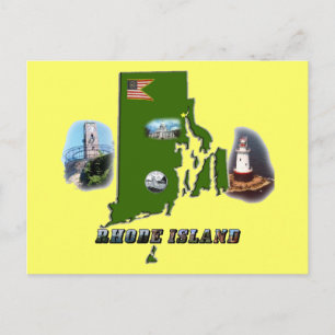 Rhode Island Map, Photos and Text Postcard