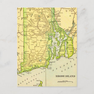 Rhode Island Map Postcard