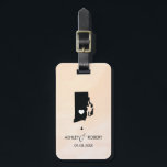 Rhode Island Map Wedding Luggage Tag, Custom Gift Luggage Tag<br><div class="desc">These state luggage tags make the perfect wedding gift tags or welcome bag tags. Tie it to your gift instead of a typical paper gift tag, and they can use it for months and years to come. Tags have a peach apricot watercolor background. To place the heart at the wedding...</div>