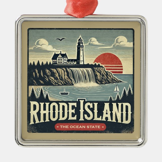 Rhode Island Metal Tree Decoration (Front)