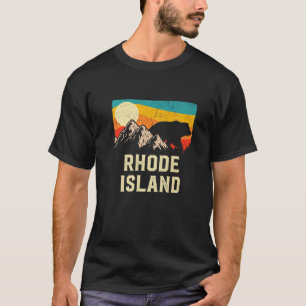 Rhode Island Nature Wild Bear Retro Sunset Hiking T-Shirt