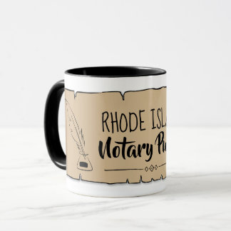 Rhode Island Notary Public Scroll Feather Quill Mug