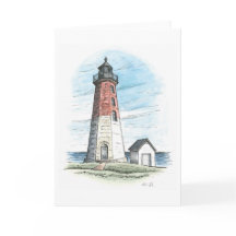 Rhode Island Notecard featuring Point Judith Light