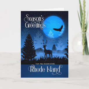 Rhode Island Ocean State Season's Greetings Deer Holiday Card