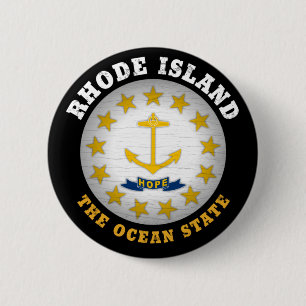 RHODE ISLAND OCEAN STATE STATE FLAG 6 CM ROUND BADGE