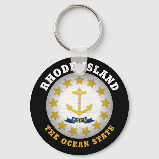 RHODE ISLAND OCEAN STATE STATE FLAG KEY RING (Front)