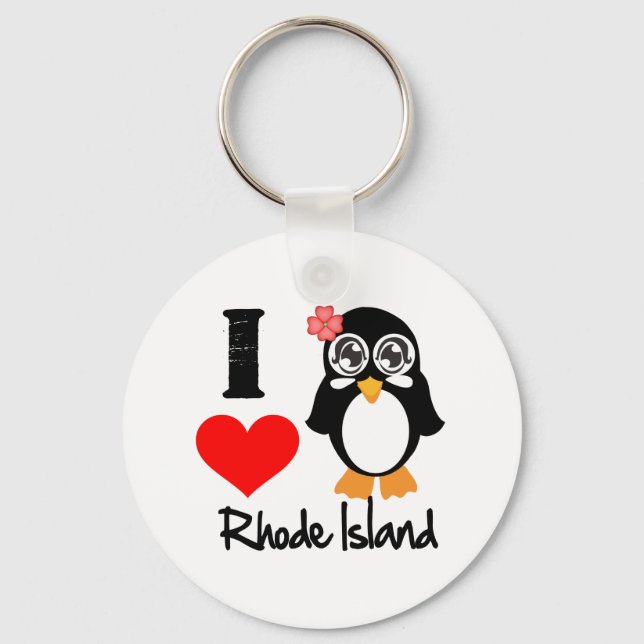 Rhode Island Penguin - I Love Rhode Island Key Ring (Front)