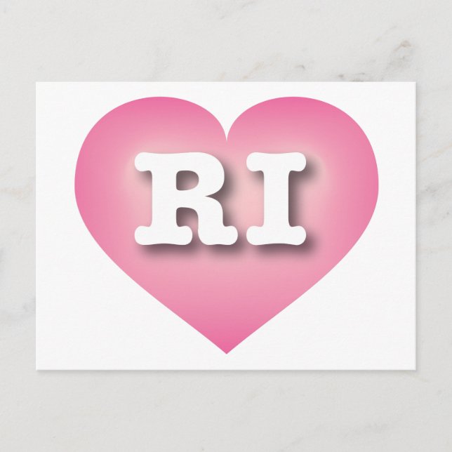 Rhode Island Pink Fade Heart - I love RI Postcard (Front)