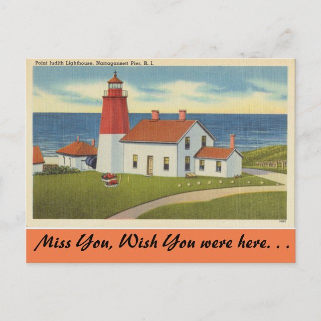 Rhode Island, Point Judith Lighthouse Postcard (Front)