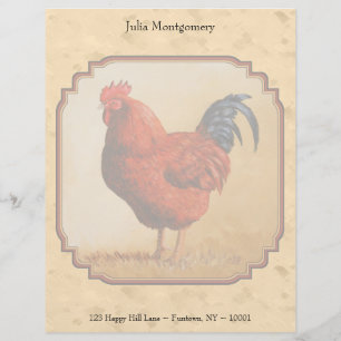 Rhode Island Red Chicken Beige Customized Letterhead