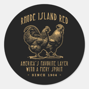 Rhode Island Red Chicken Vintage Farm Design Classic Round Sticker