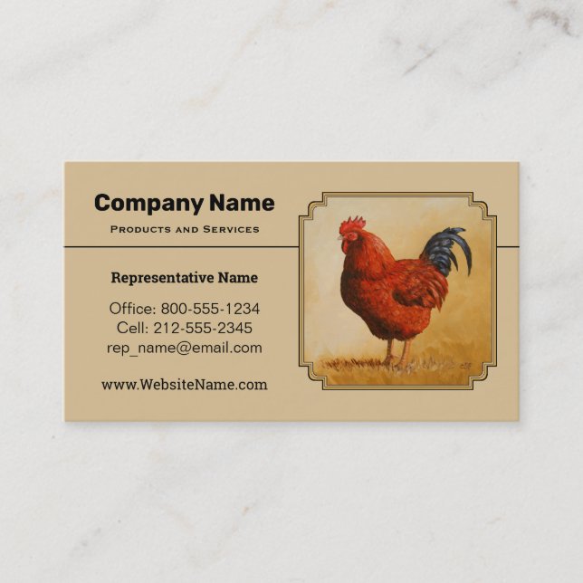Rhode Island Red Rooster Business Card (Front)
