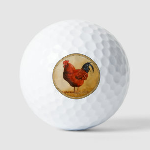 Rhode Island Red Rooster Chicken Golf Balls