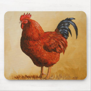 Rhode Island Red Rooster Chicken Mouse Mat