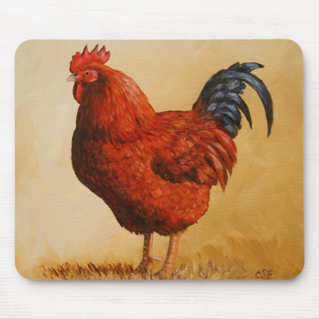 Rhode Island Red Rooster Chicken Mouse Mat (Front)