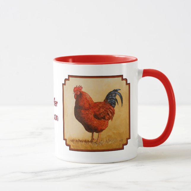 Rhode Island Red Rooster Chicken Mug (Right)