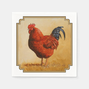 Rhode Island Red Rooster Chicken Napkin
