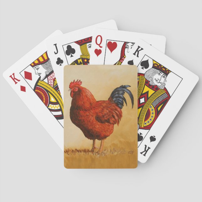 Rhode Island Red Rooster Chicken Playing Cards (Back)