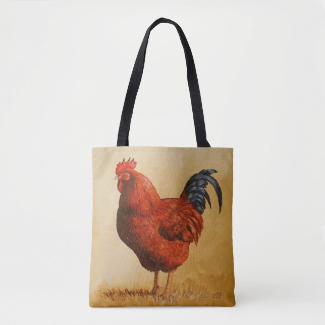 Rhode Island Red Rooster Chicken Tote Bag (Front)
