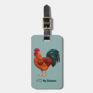 Rhode Island Red Rooster Crowing Luggage Tag