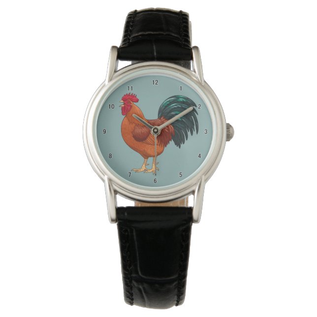 Rhode Island Red Rooster Crowing Watch (Front)