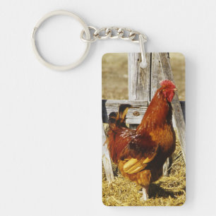 Rhode Island Red Rooster Key Ring