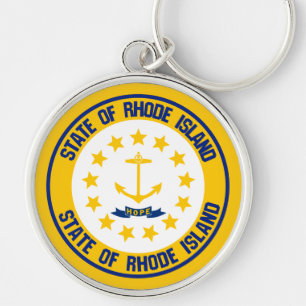 Rhode Island Round Emblem Key Ring