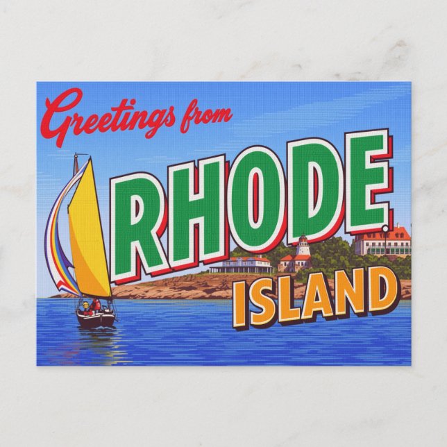 Rhode Island Sailboat Mansion Postcard (Front)