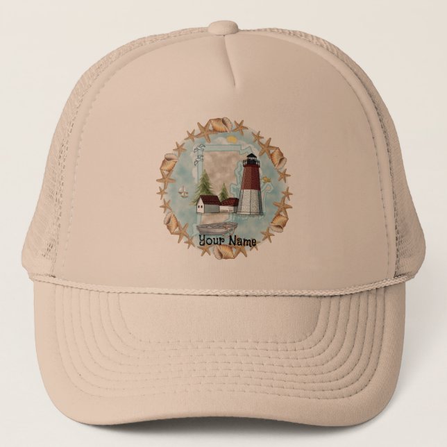 Rhode Island Shells Lighthouse Hat (Front)