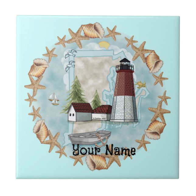 Rhode Island Shells Lighthouse  tile (Front)
