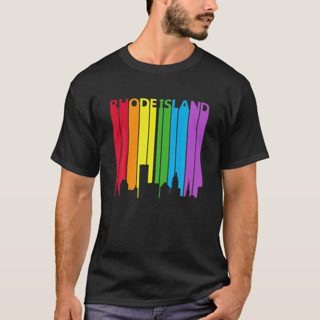 Rhode Island Skyline LGBT Pride T Shirt (Front)
