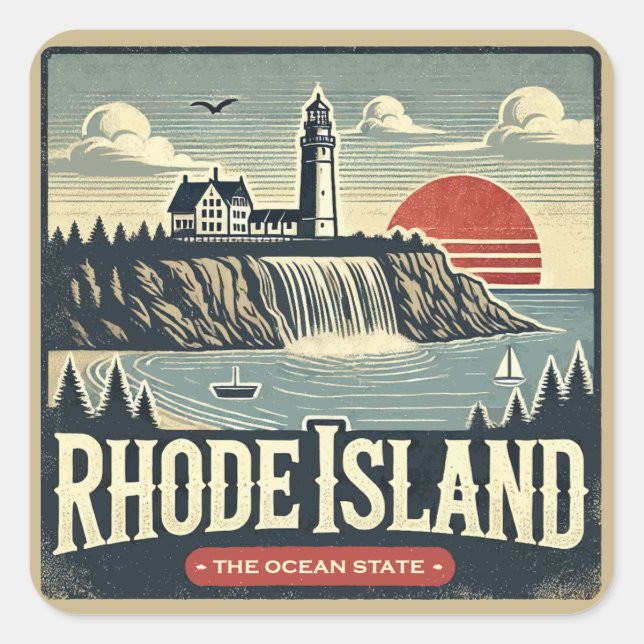 Rhode Island Square Sticker (Front)