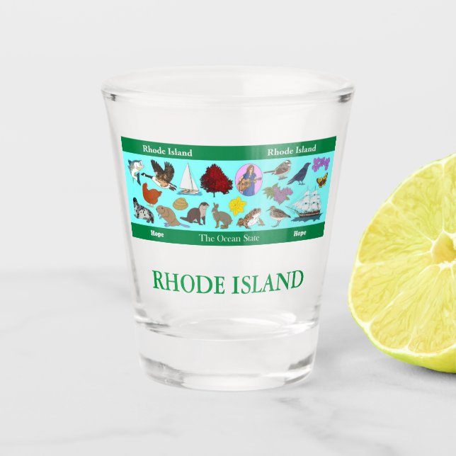 Rhode Island State Commemorative Shot Glass (Front)