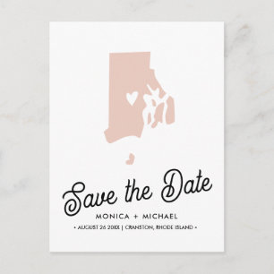RHODE ISLAND State Destination Wedding ANY COLOR   Announcement Postcard