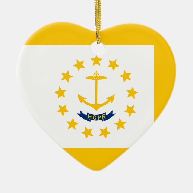 Rhode Island State Flag Design Ceramic Tree Decoration (Front)