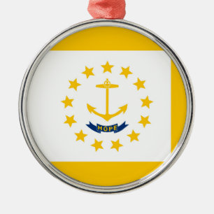 Rhode Island State Flag Design Metal Tree Decoration