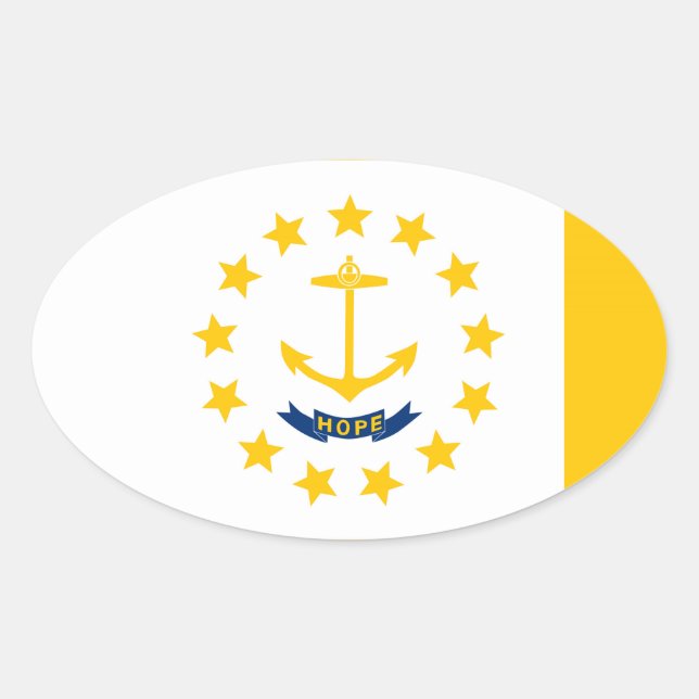 Rhode Island State Flag Design Oval Sticker (Front)