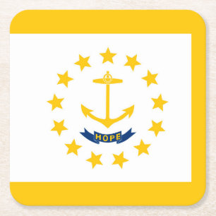 Rhode Island State Flag Design Square Paper Coaster