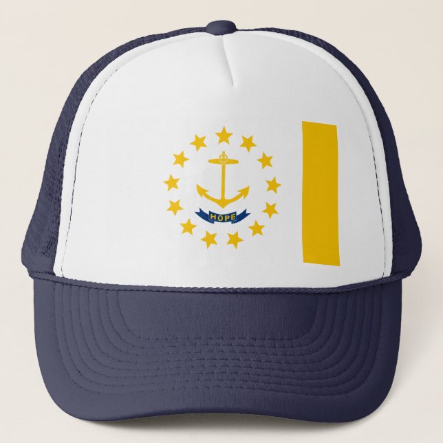 Rhode Island State Flag Design Trucker Hat (Front)