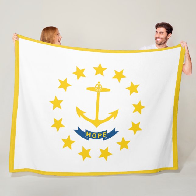 Rhode Island State Flag Print Patriotc Fleece Blanket (In Situ)
