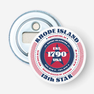 Rhode Island State Information Circle Bottle Opener