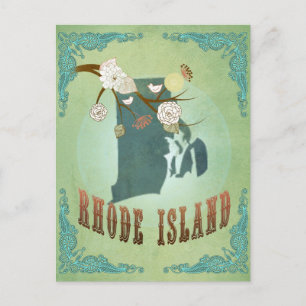 Rhode Island State Map – Green Postcard