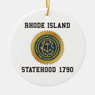 Rhode Island Statehood Ceramic Tree Decoration