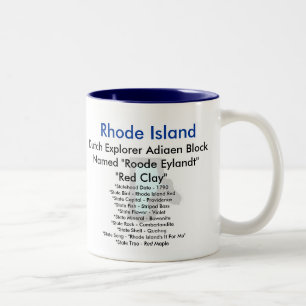 Rhode Island Symbols & Map Two-Tone Coffee Mug