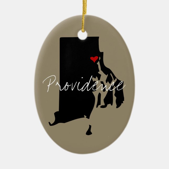 Rhode Island Town Ceramic Tree Decoration (Front)