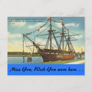 Rhode Island, U.S.S. Constellation, Newport Postcard