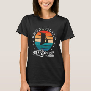 Rhode Island Usa Born & Raised Retro Us State Prid T-Shirt